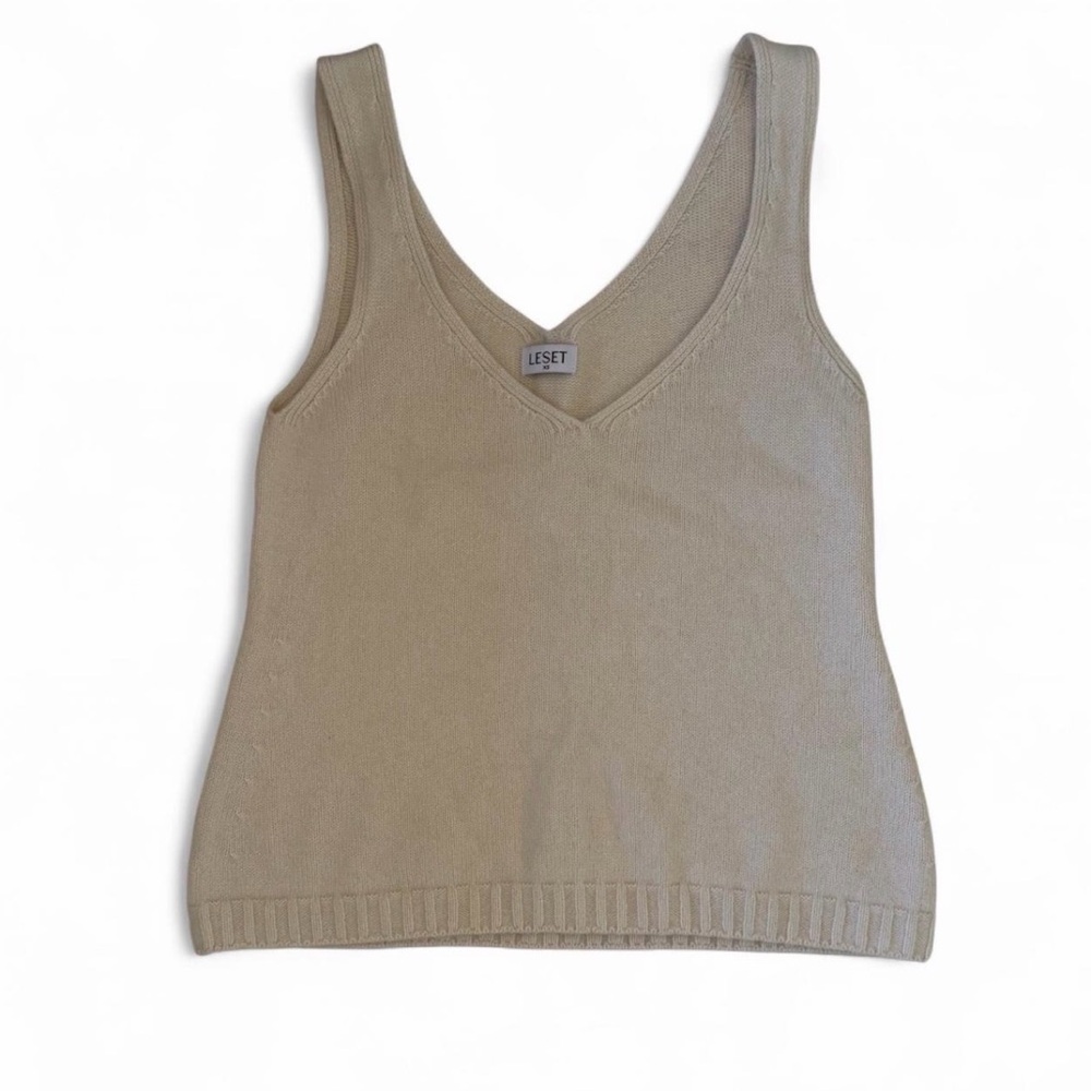 LESET Cream Knit Top